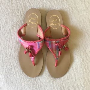 Jack Rogers Alana madras print tassel thong sandal